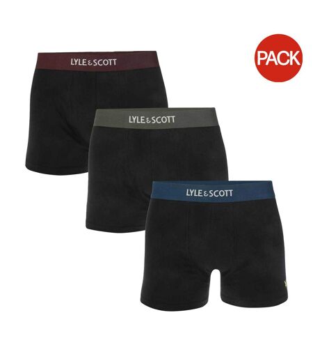 Lot De 3  Boxers Motif/style Bande Contrastée Devon Homme Noir Lyle & Scott