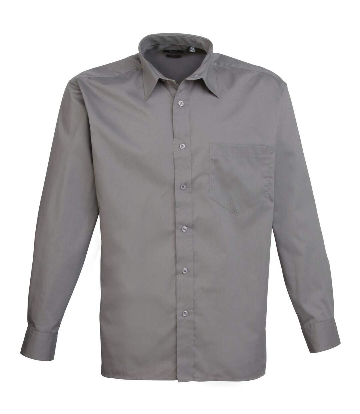Premier Mens Long Sleeve Formal Plain Work Poplin Shirt (Dark Gray) - UTRW1081