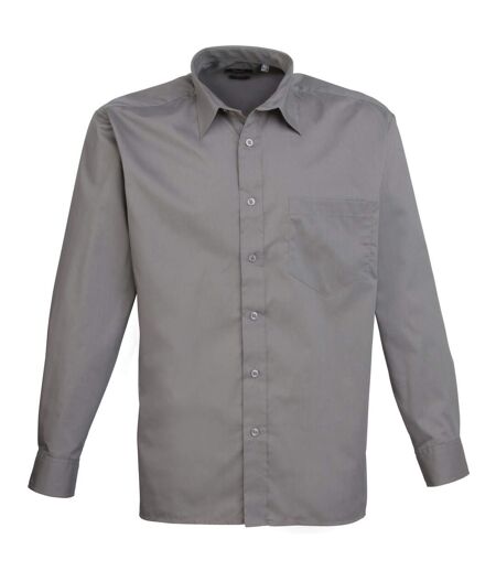 Mens  Poplin Long-sleeved Formal Shirt Dark Grey Premier