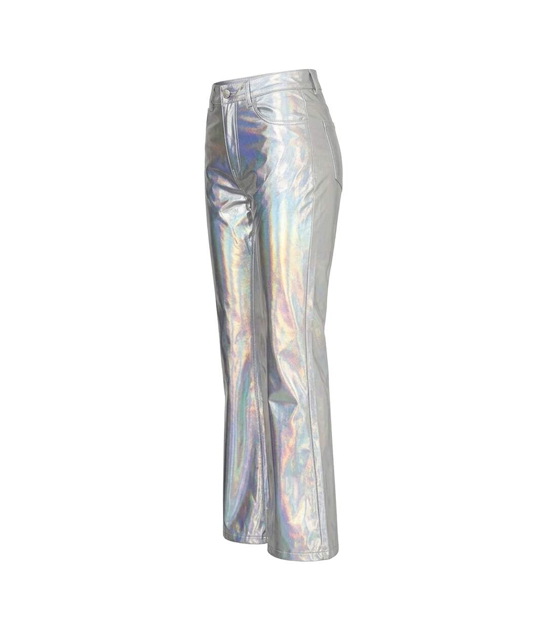 Womens/ladies Lupe Metallic Straight Trousers Metallic AmyLynn-4