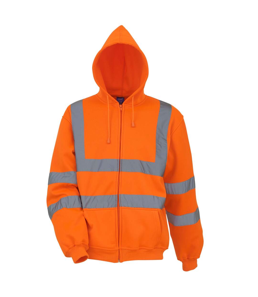 Mens hi-vis full zip hoodie orange Yoko-1