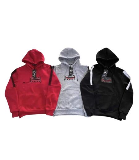 Sweat à  capuche rouge pour homme avec imprimé stylé, parfait pour afficher votre style décontracté