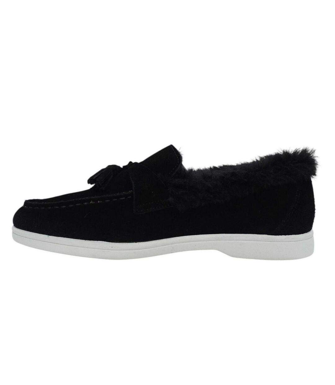 Womens/ladies Loro Suede Flat Boat Shoes Black Firetrap-3