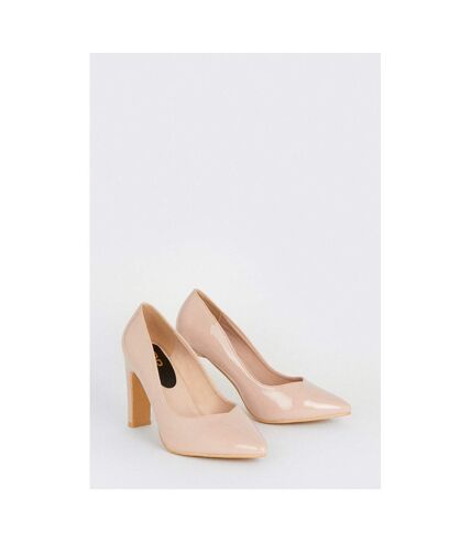Dorothy Perkins Womens/Ladies Delma Gloss Slim Heel Wide Court Shoes (Blush) - UTDP1688