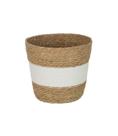 Panier Déco Rond Ligne 25cm Naturel & Blanc