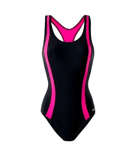 Maillot De Bain 1 Pièce Asma Femme Noir Framboise Vif Aquawave