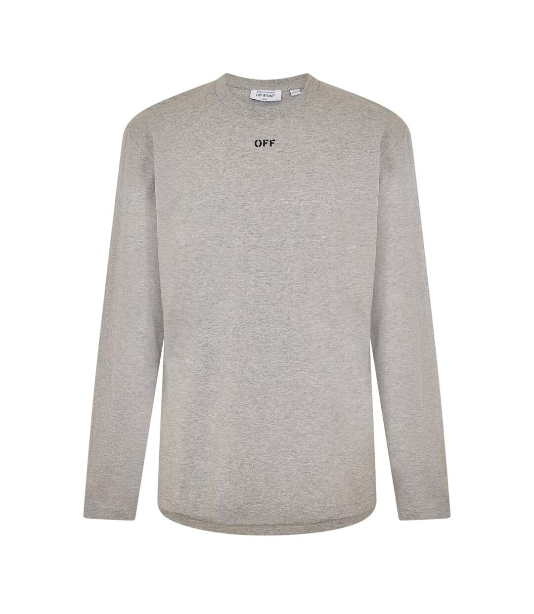 Mens Crew Neck Regular Long-sleeved T-shirt Grey Black Off White-1