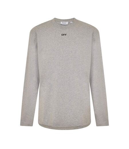 Mens Crew Neck Regular Long-sleeved T-shirt Grey Black Off White