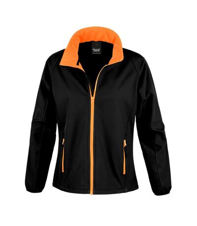 Result Core Womens/Ladies Printable Soft Shell Jacket (Black/Orange)