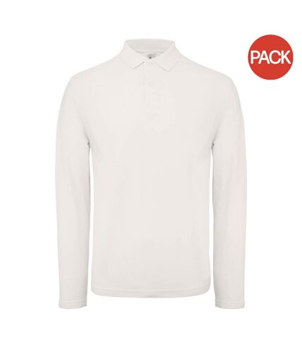 Pack of 2  Id.001 mens long sleeve polo  snow B&C