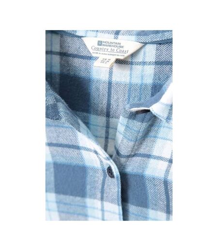 Womens/ladies Balsam Brushed Flannel Longline Shirt Blue Mountain Warehouse