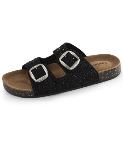 Isotoner Sandales femme à doubles brides ultra confortables, semelle intérieure cuir