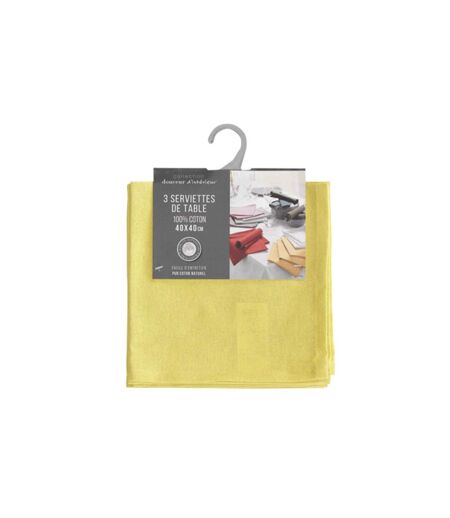 Lot de 3 Serviettes de Table Initia 40x40cm Jaune