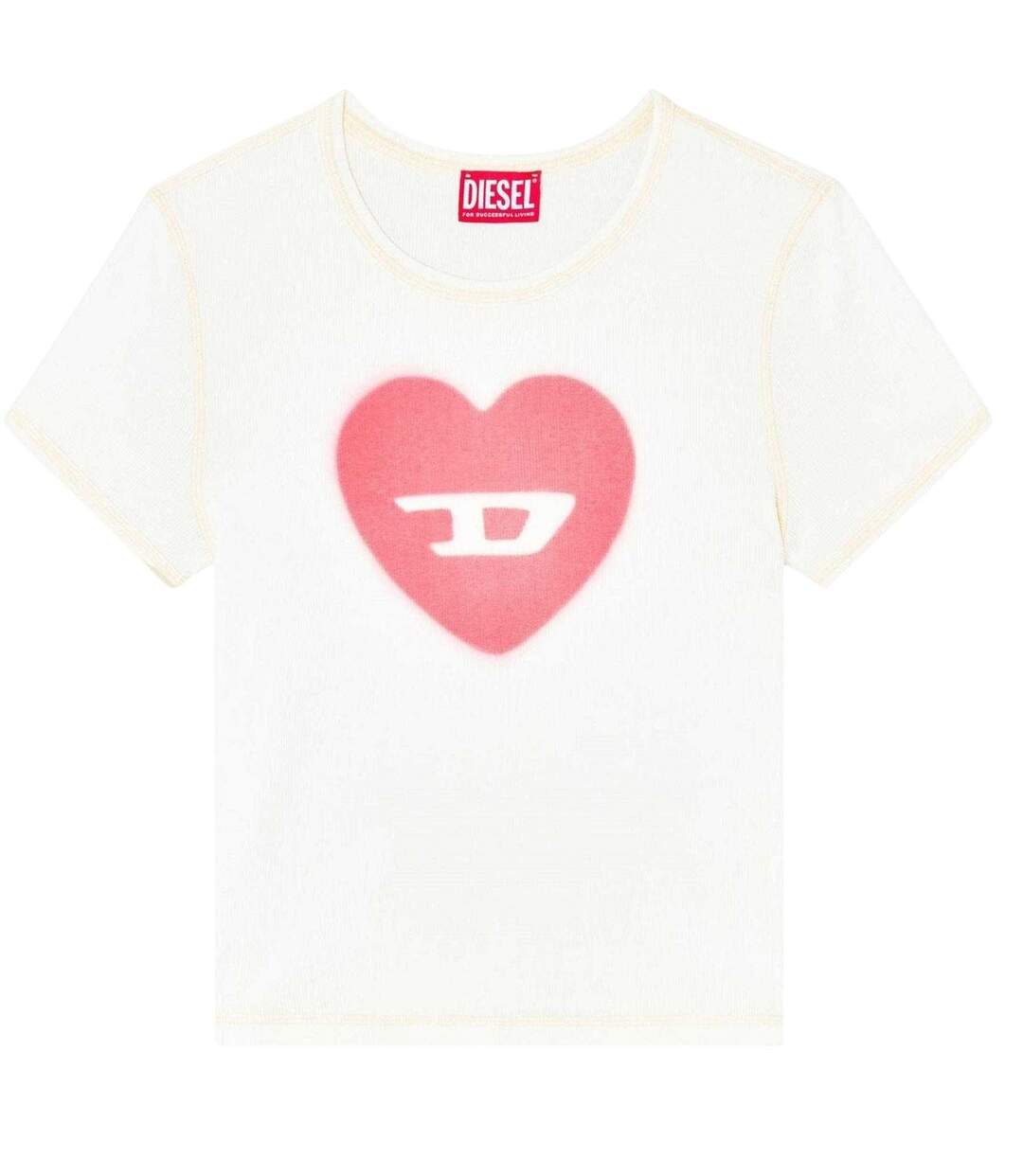 T-shirt Motif/style Cœur Femme Blanc Diesel-2