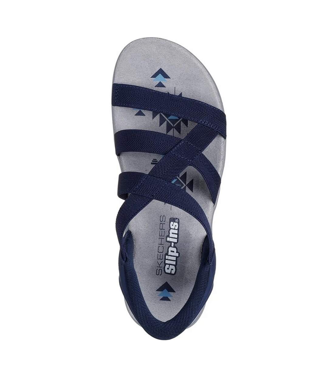 Womens/ladies Reggae Stretch Flex Slim Sandals Navy Skechers-4