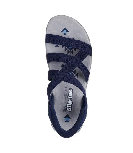 Womens/ladies Reggae Stretch Flex Slim Sandals Navy Skechers