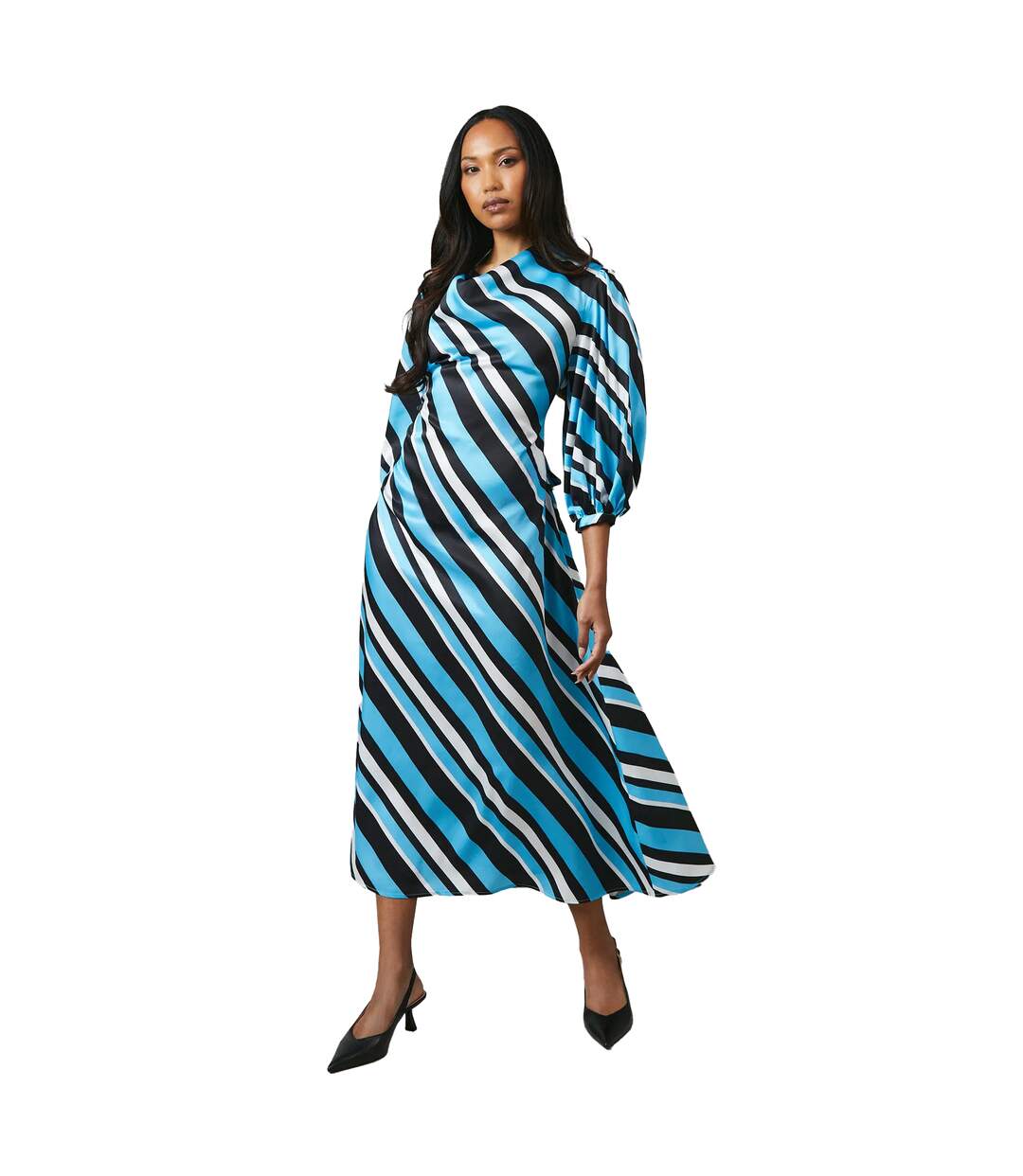 Robe Mi-longue Manches ¾ Femme Bleu Principles-1