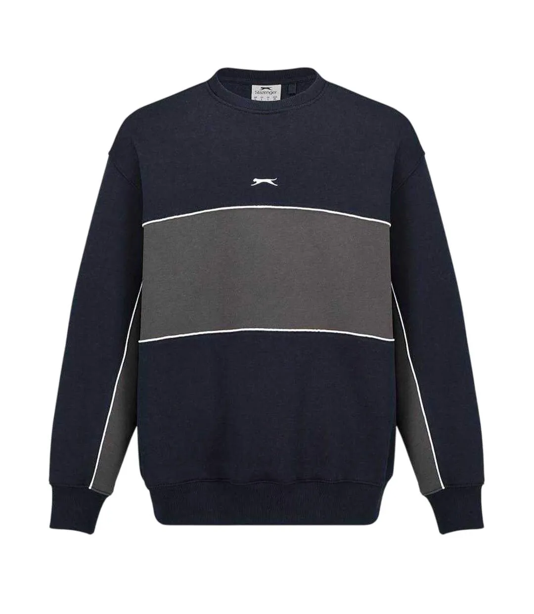 Mens Fleece Crew Neck Sweatshirt Navy Smoke Slazenger-1