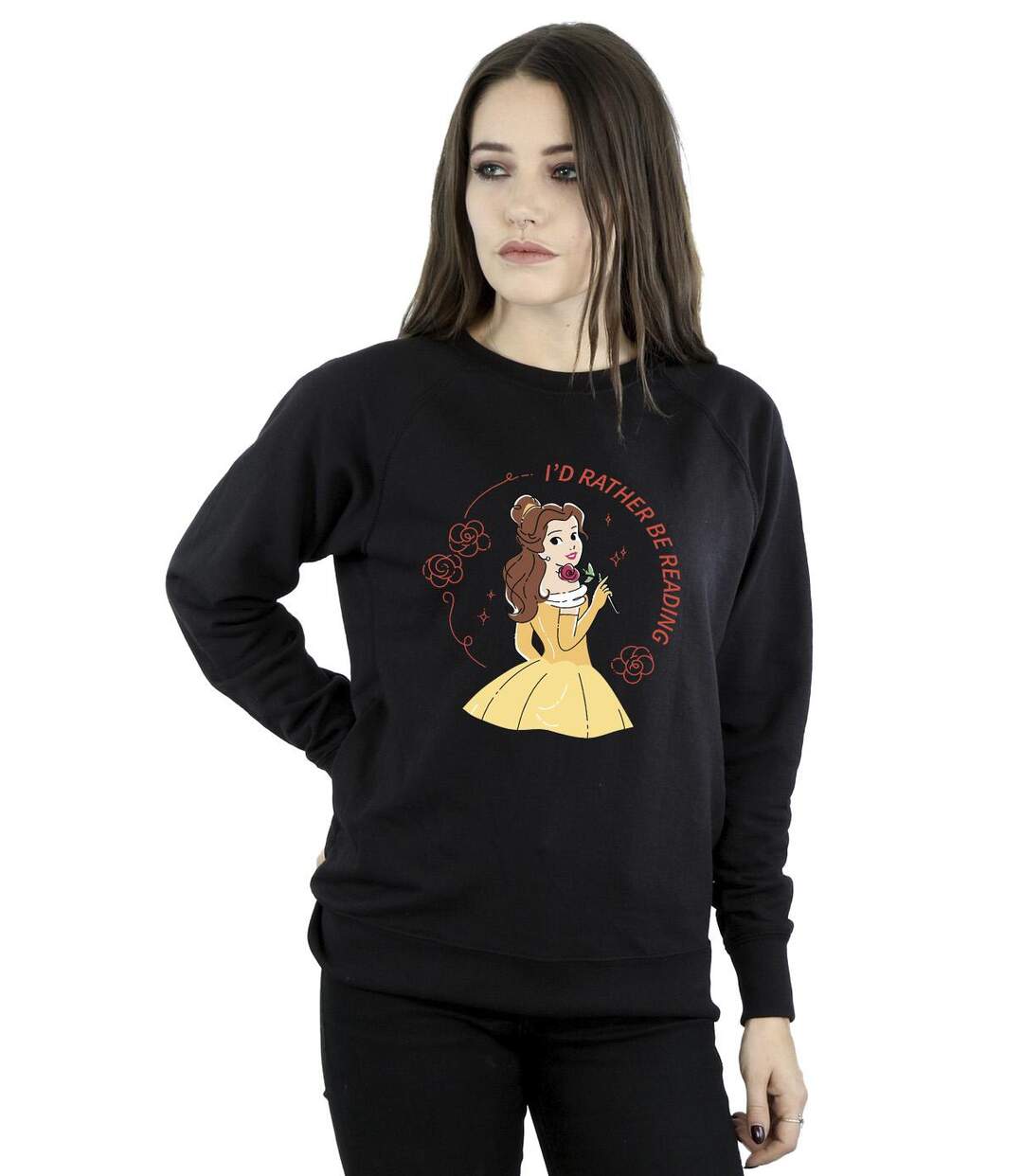 Disney Sweatshirt Femme/Ladies Beauty And The Beast I'd Rather Be Reading (La Belle et la Bête, je préfère lire) (Noir) - UTBI10444-2