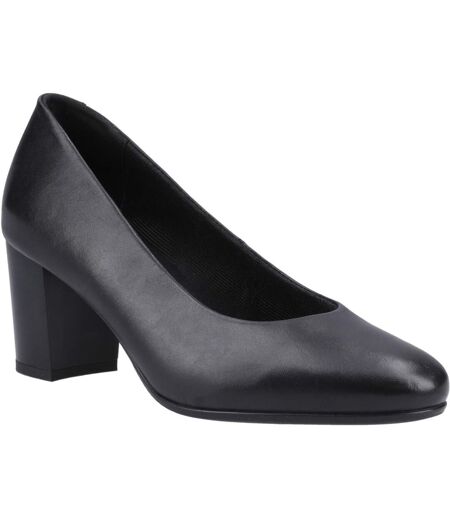Womens/ladies Ivana Leather Court Shoes Black Hush Puppies