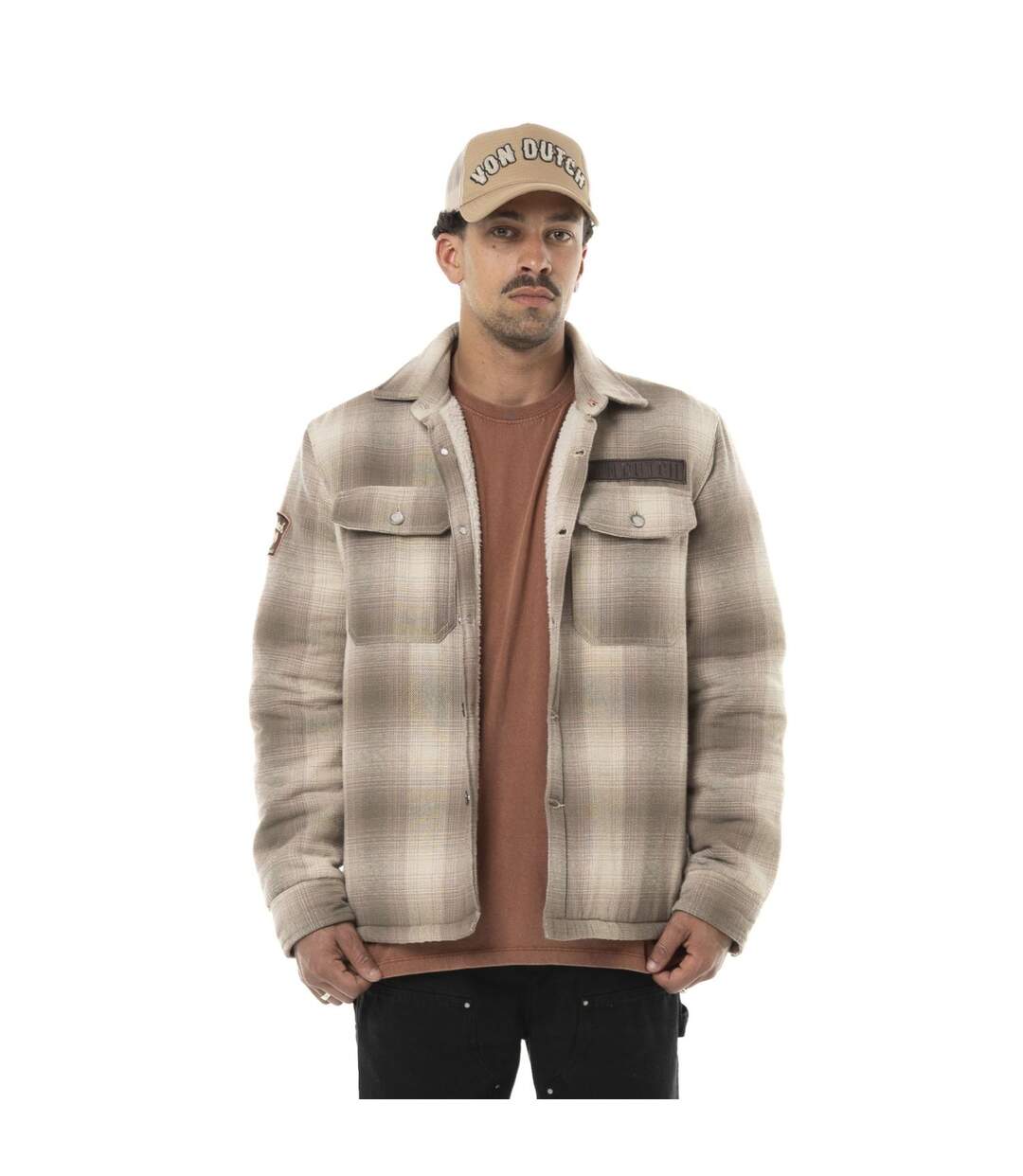 Sur Chemise homme en flanelle à carreaux doublée sherpa Heaven Vondutch-1