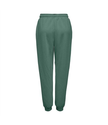 Womens/ladies Cuffed High Waist Sweatpants Duck Green Melange Only Play