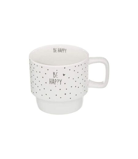 Lot de 4 Mugs sur Rack Happy 22cl Blanc