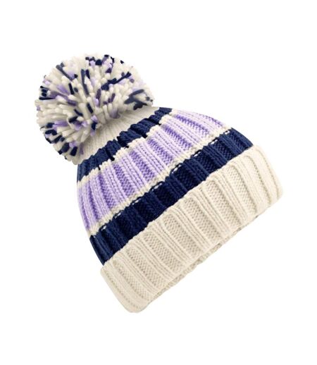 Bonnet Rayé Hygge Blanc Lilas Beechfield