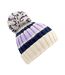 Bonnet Rayé Hygge Blanc Lilas Beechfield-2