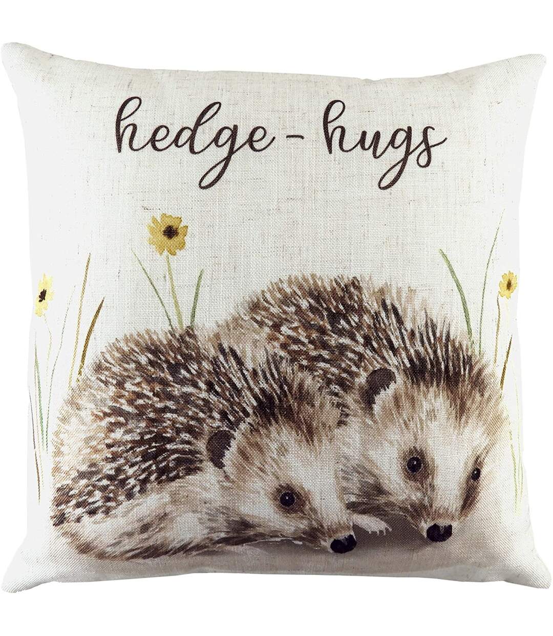 Hedgehugs woodland cushion cover one size brown/yellow/off white Evans Lichfield