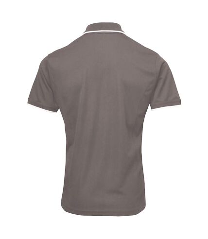 Premier Mens Contrast Coolchecker Polo Shirt (Dark Grey/Silver) - UTRW5520