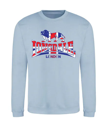 Sweat Motif/style Union Jack Homme Bleu Ciel Lonsdale