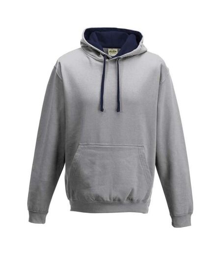 Sweat À Capuche Varsity Adulte Gris Chiné Bleu Marine Français Awdis