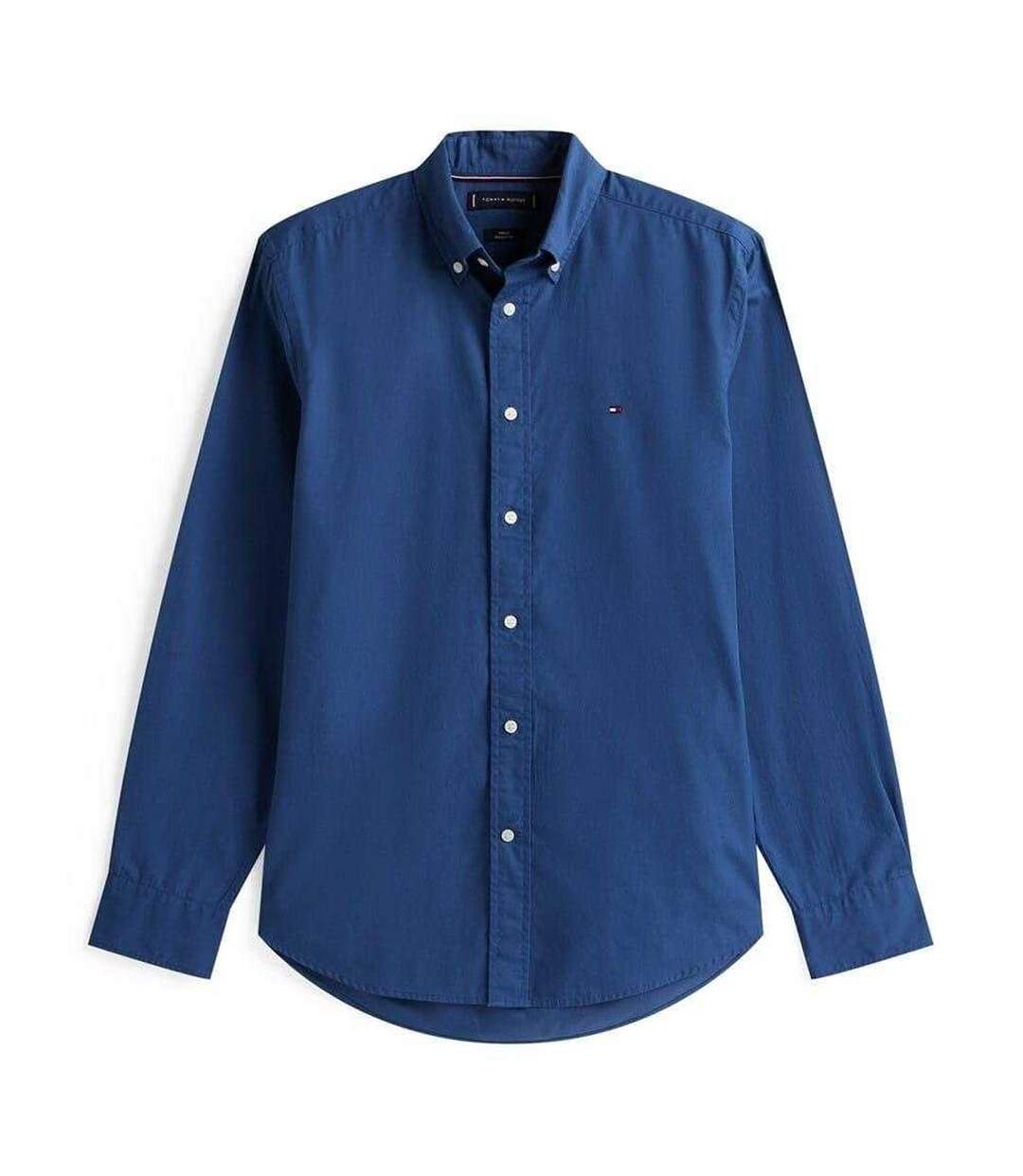 Mens Core Flex Poplin Long-sleeved Shirt Aegean Sea Tommy Hilfiger-1