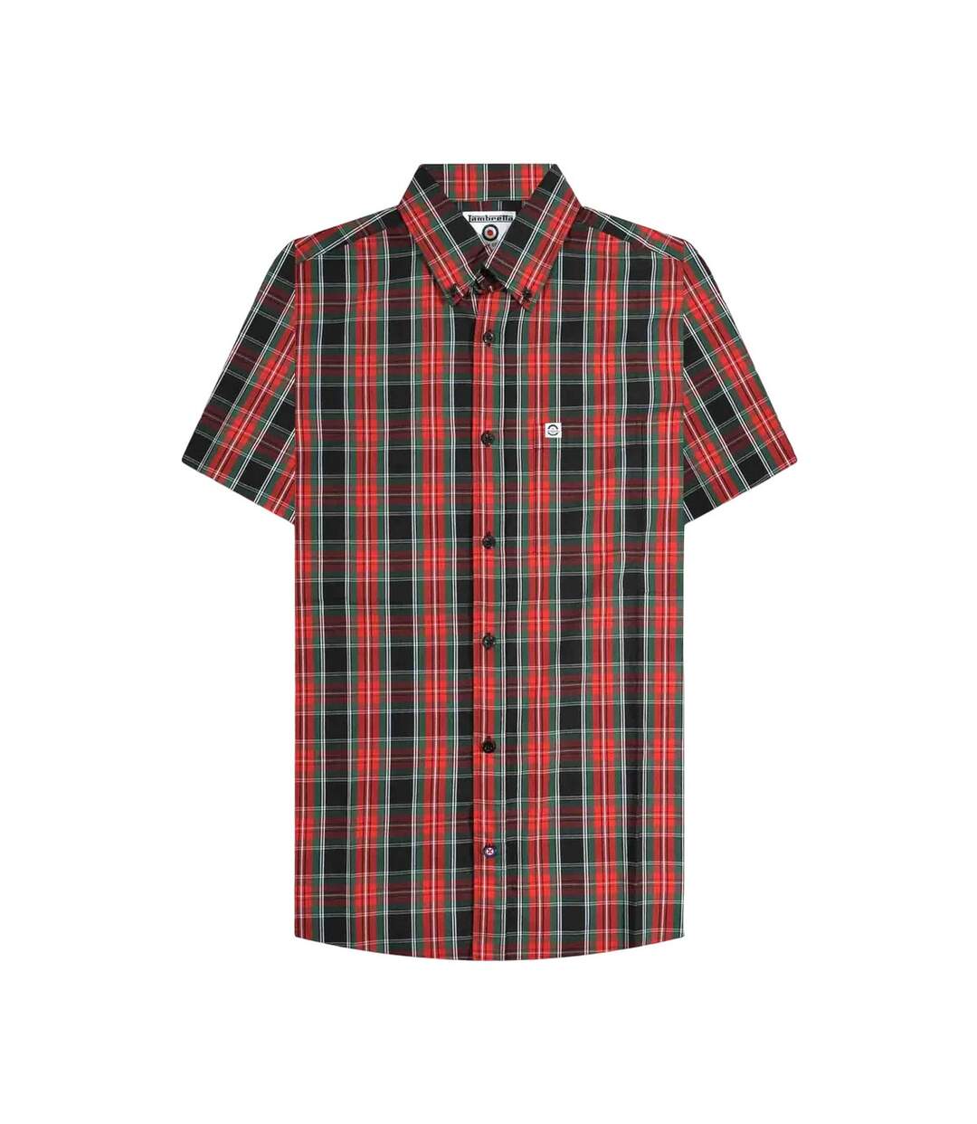Chemise Motif/style À Carreaux Adulte Noir Rouge Vert Lambretta-2