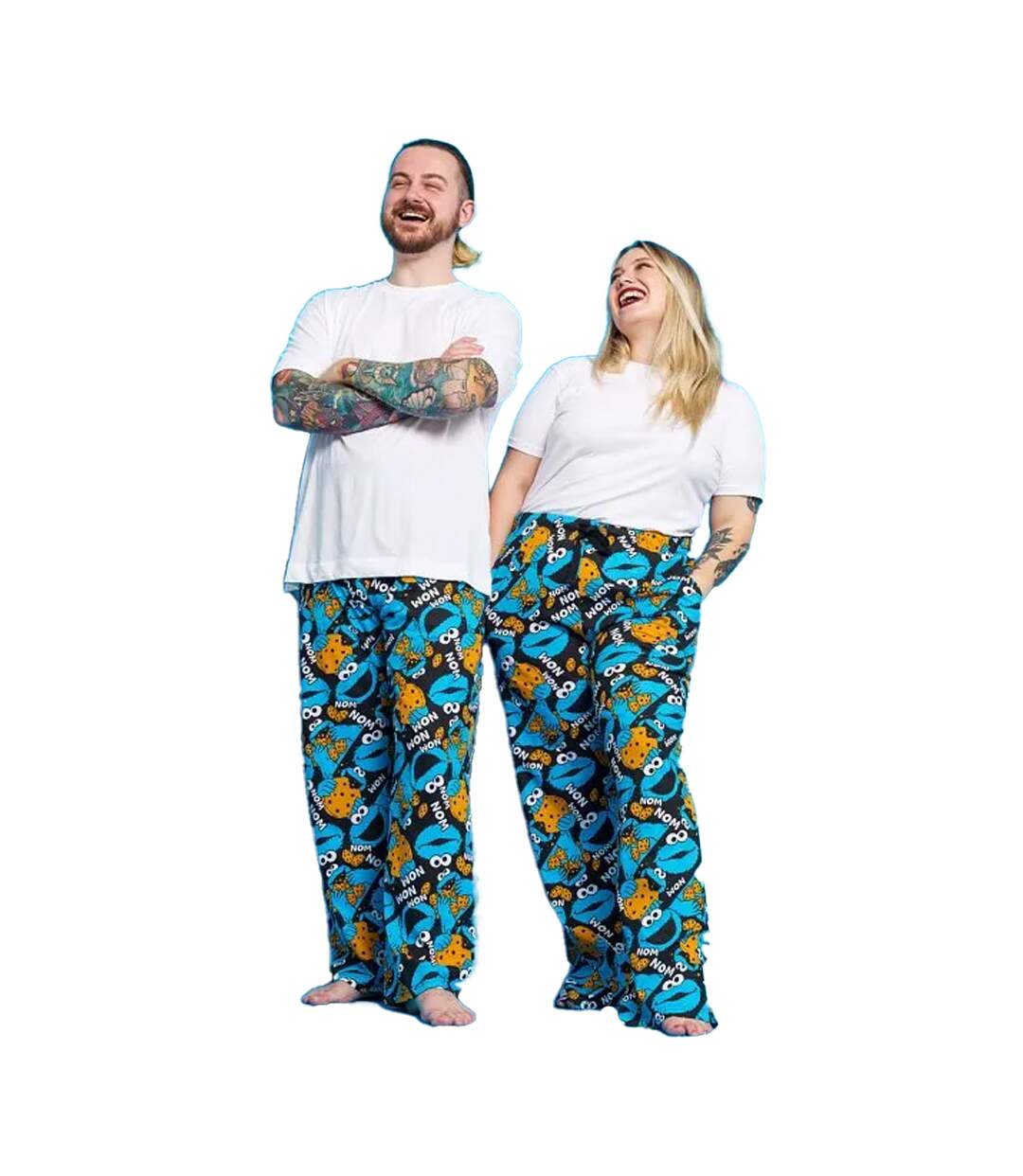 Mens All-over Print Cookie Monster Lounge Pants Blue Sesame Street-1