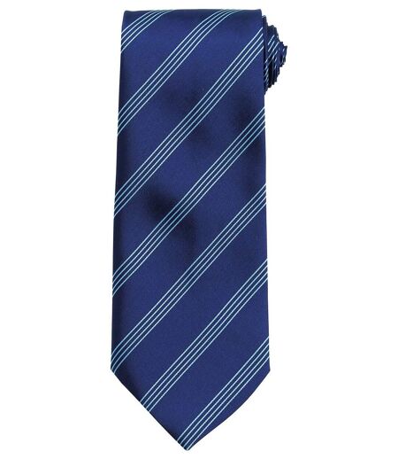 Cravate à 4 rayures - PB62 - bleu marine rayé bleu clair