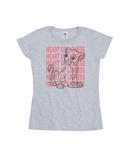Disney T-shirt en coton Femme/Ladies The Lion King Heart Of A Lioness (Gris sportif) - UTBI25225