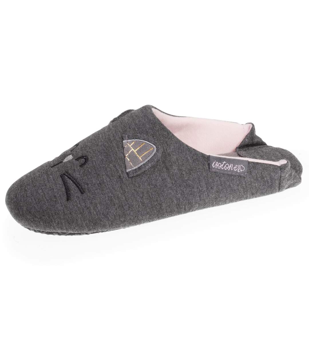 Isotoner Chaussons extra-light Mules femme en jersey et semelle à picots antidérapants-1