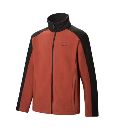 Great Outdoors Mens Hedman Ii Two Tone Full Zip Fleece Jacket Burnt Henna Black Regatta