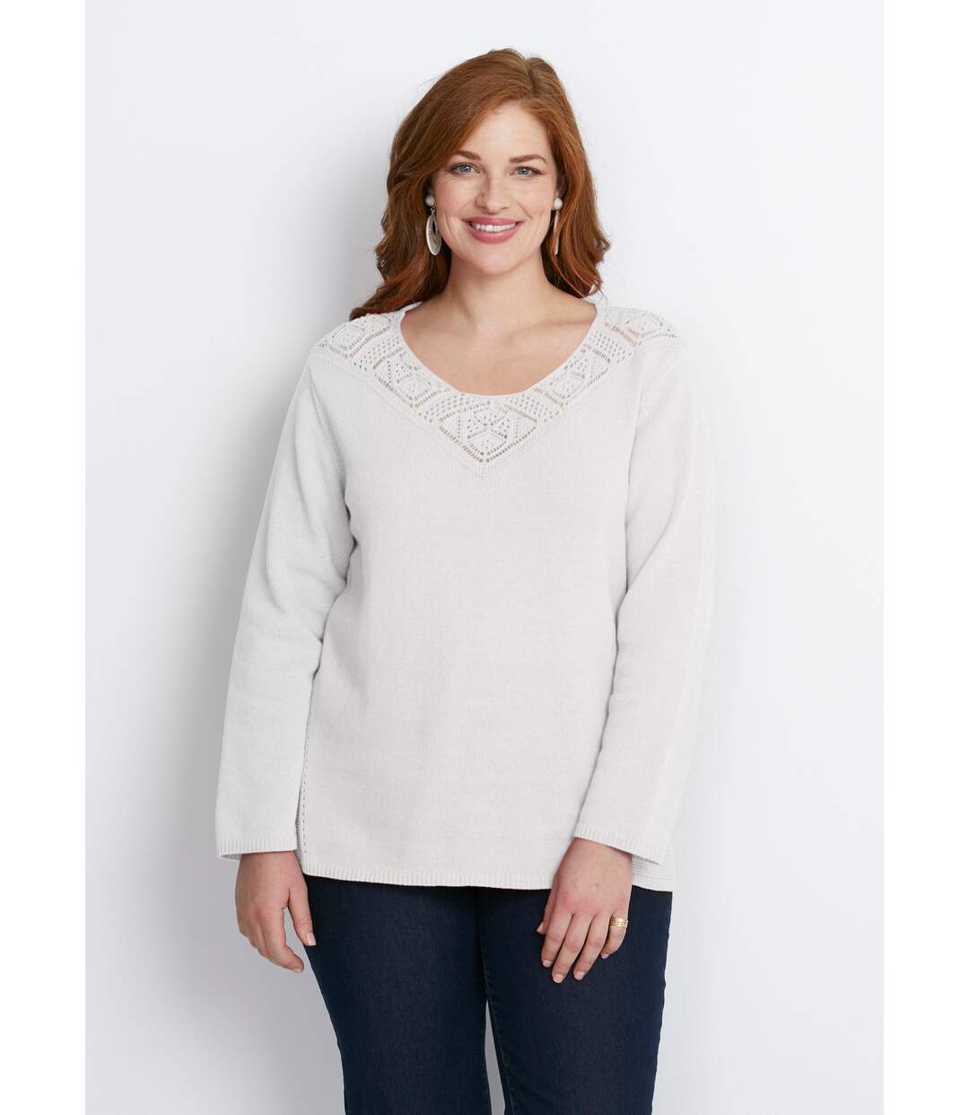 Pull manches longues mailles fantaisie-1