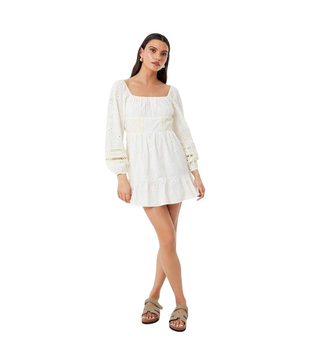 Robe Courte Manches Longues Motif/style Bobo Femme Vieux Blanc Jack Wills-1