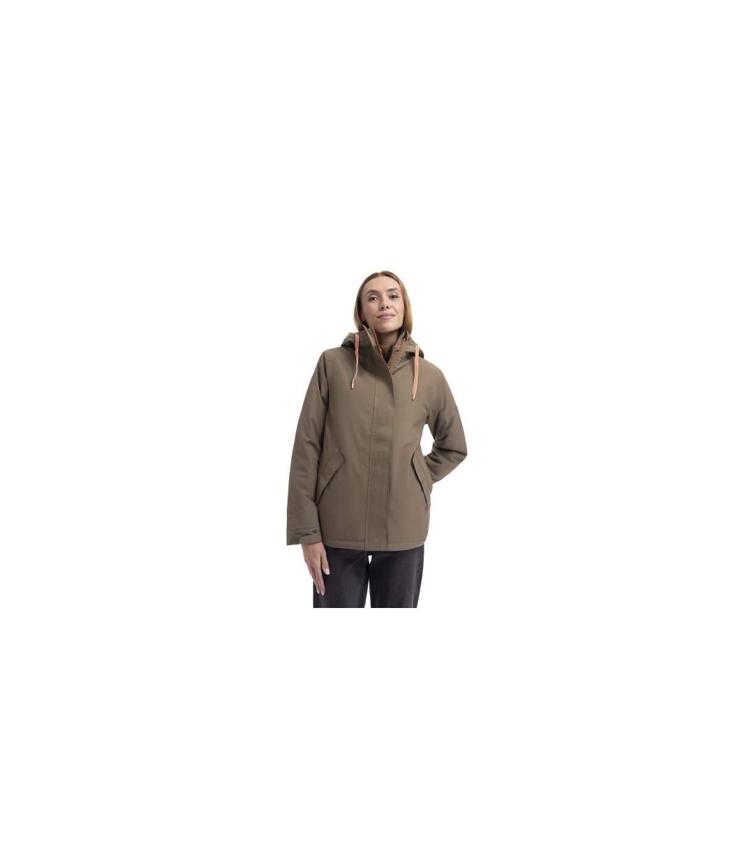 Veste Imperméable Unie À Capuche Yulia Femme Kaki Clair Trespass-1