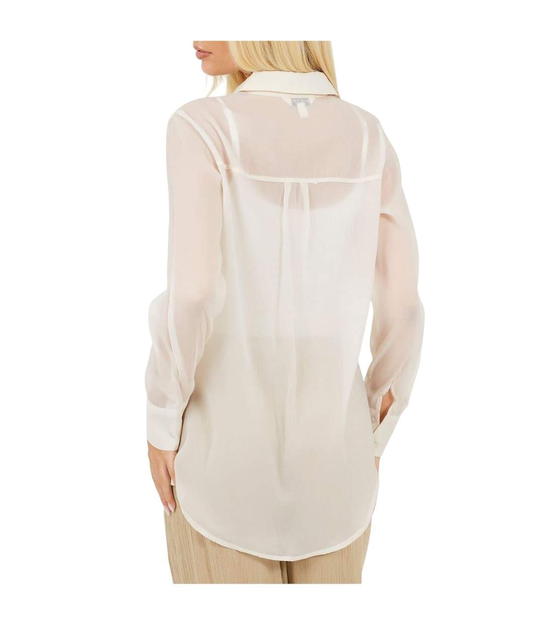 Womens/ladies Collared Long-sleeved Shirt Cream Brave Soul-3