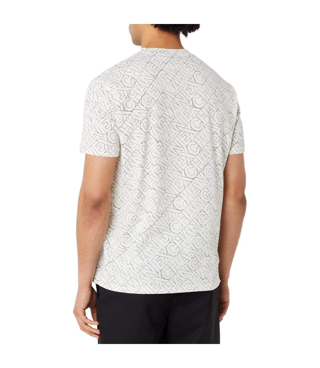 Mens All-over Print Logo T-shirt Ivory Multicoloured Armani Exchange-3