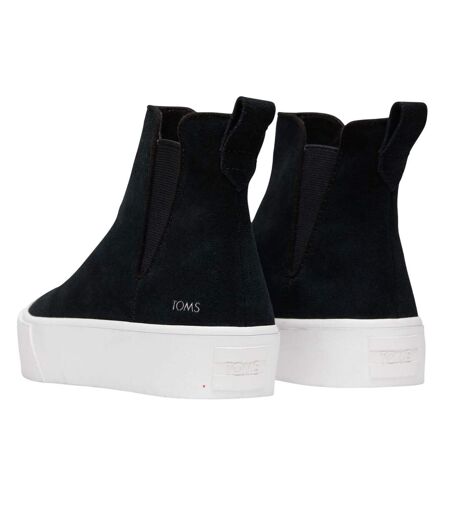 Womens/ladies Fenix Suede Platform Chelsea Boots Black Toms