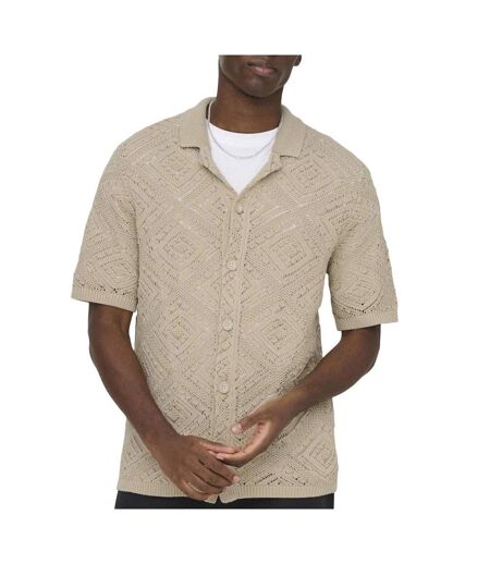 Chemise crochet beige homme  only & sons life 5