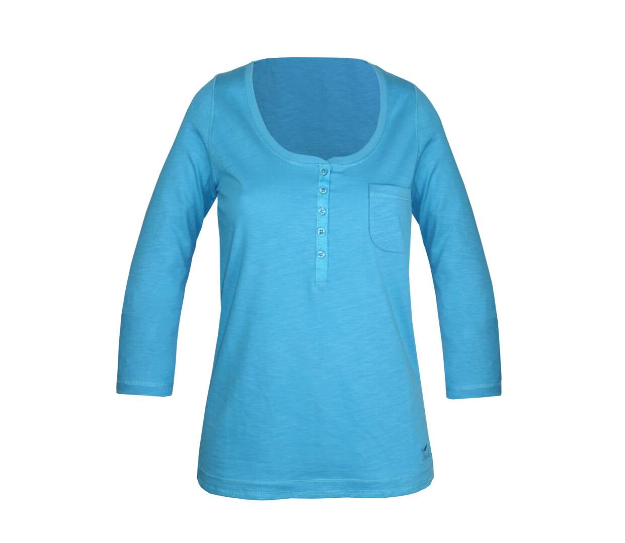 MAYFLOWER DIMITRI1 - Tee-shirt manches 3/4 bleu : maille flammée et confort pur coton-5