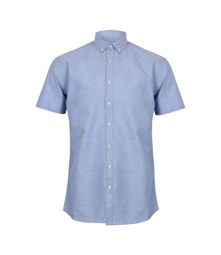 Mens modern short sleeve oxford shirt blue Henbury