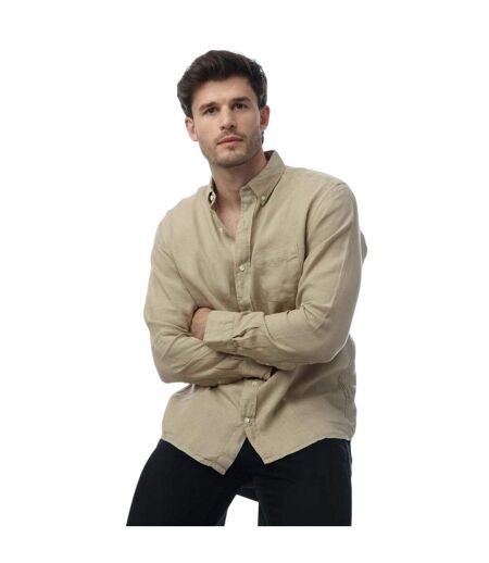 Mens Linen Garment Dyed Regular Shirt Beige Gant